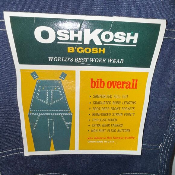 Vintage OshKosh B’Gosh Bib Overalls Men’s 40x34 – NOS Deadstock – USA Made – But - Picture 9 of 16